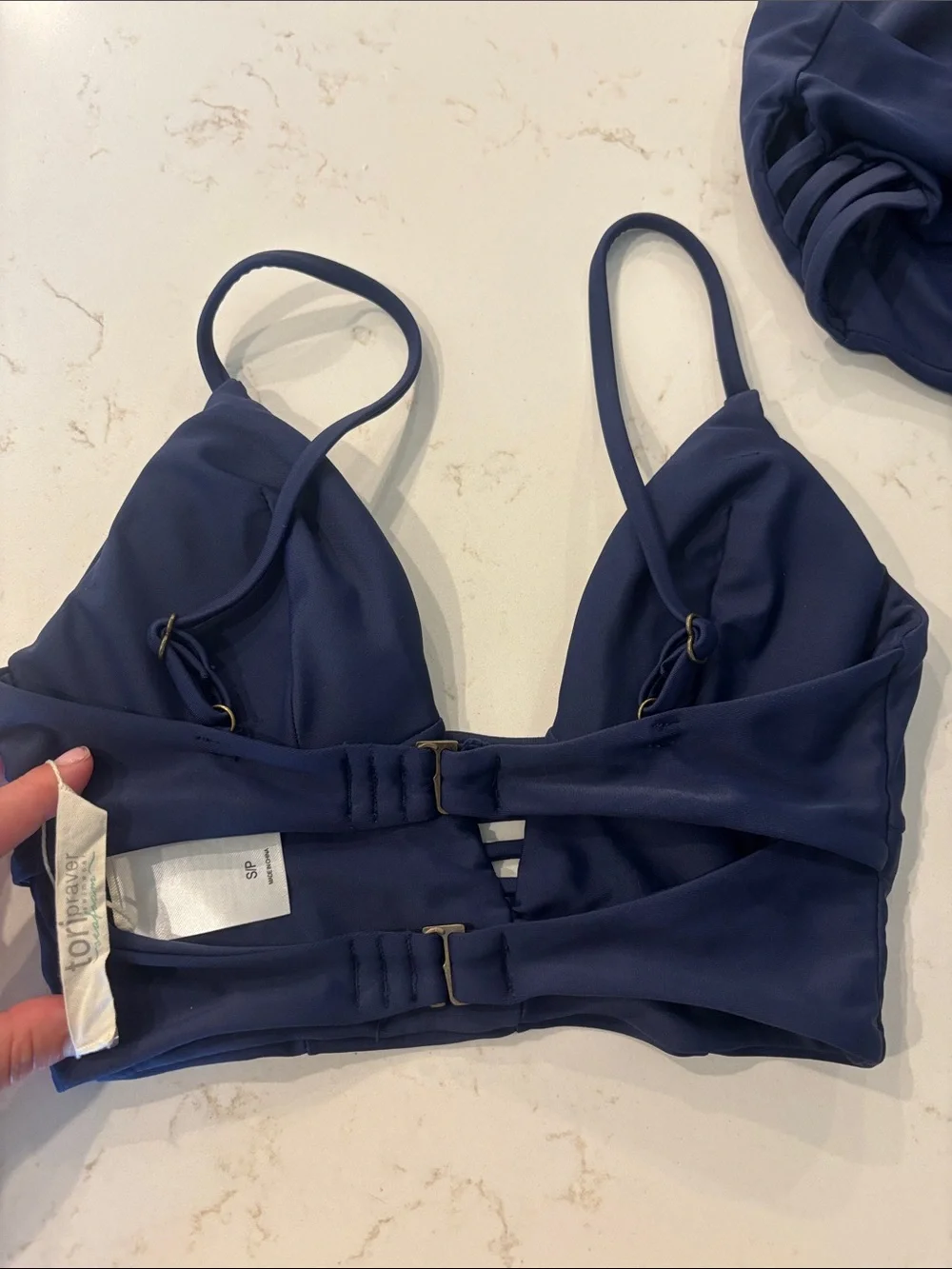 Tori Praver Swimwear Navy Blue Strappy High-Waist Bikini